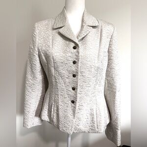 Jones New York Women's White Textured Jacket Lux Woven Fabric